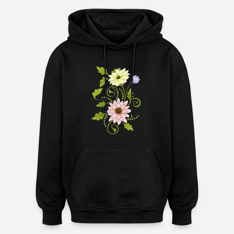 Fleur - Sweat à capuche oversize unisexe - noir