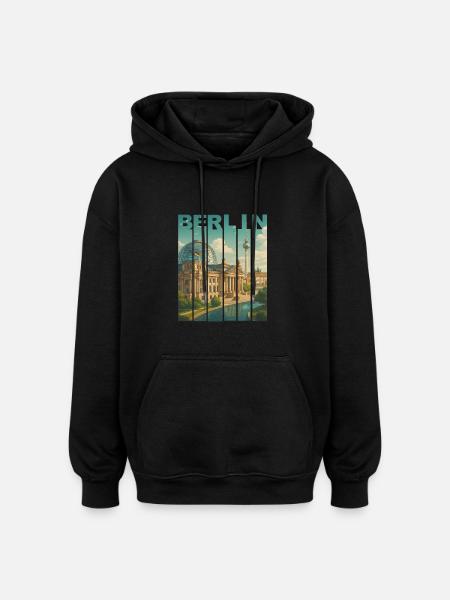 Skyline Shirt Berlin - Oversized Unisex Hoodie - black