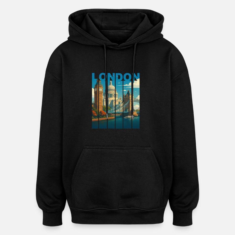 Chemise London Skyline - Sweat à capuche oversize unisexe - noir