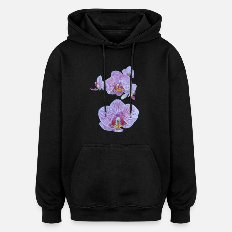 fleurs d'orchidées - Sweat à capuche oversize unisexe - noir
