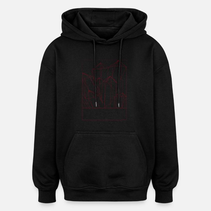 Kristall Rot - Oversized Unisex Hoodie - Schwarz