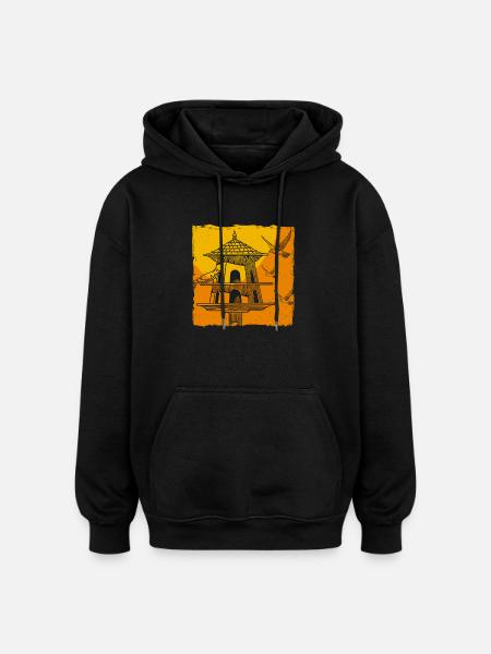 Bird Feeding - Oversized Unisex Hoodie - black