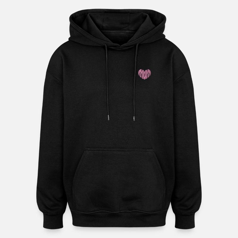 Corazón de mamá bordado rosa - Sudadera con capucha oversize unisex - negro