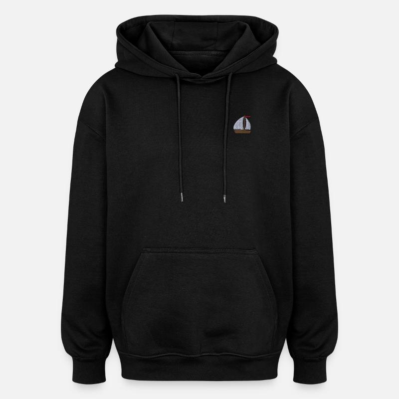 Segelboot bestickt - Oversized Unisex Hoodie - Schwarz