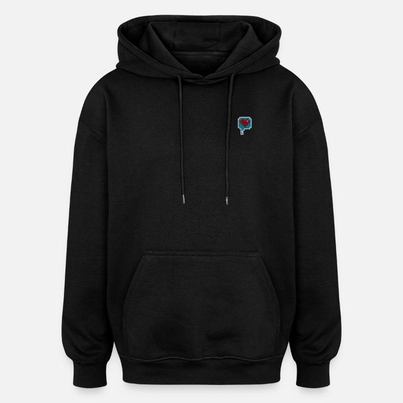 Cœur de pixel - Sweat à capuche oversize unisexe - noir