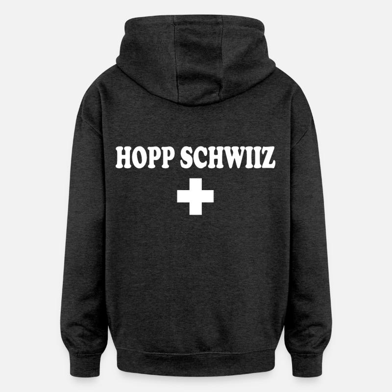 Hopp schwiiz - Sweat à capuche oversize unisexe - charbon