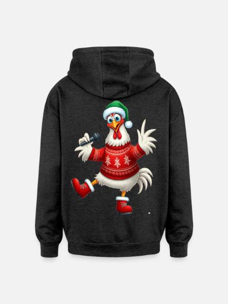 Holiday Singing Hen Sweater - Oversized Unisex Hoodie - charcoal grey