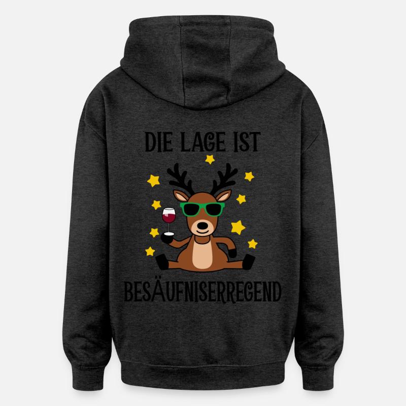 Drôle de renne - Sweat à capuche oversize unisexe - charbon