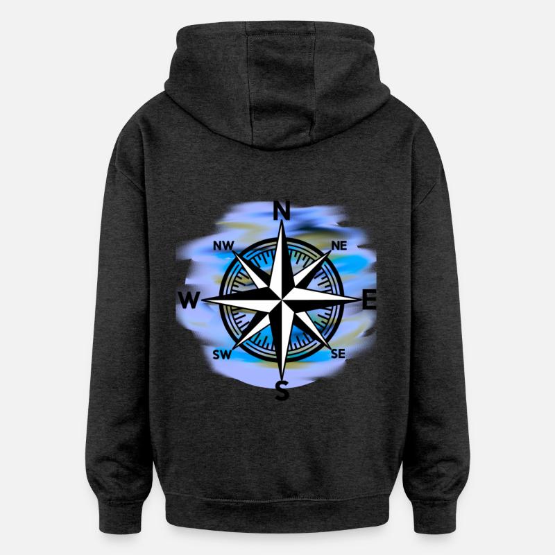 Windrose Kompass maritim Seefahrt - Oversized Unisex Hoodie - Anthrazit