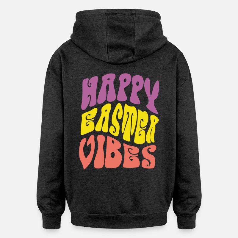 Joyeuses vibrations de Pâques - Sweat à capuche oversize unisexe - charbon