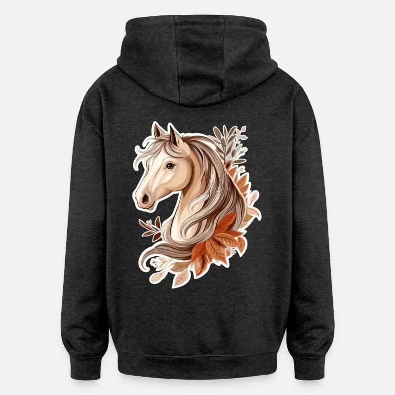 Cheval Automne - Sweat à capuche oversize unisexe - charbon