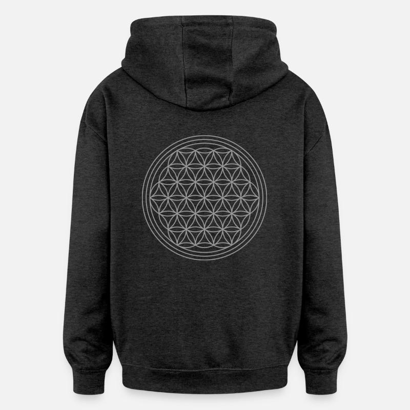 Blume des Lebens in silber - Oversized Unisex Hoodie - Anthrazit