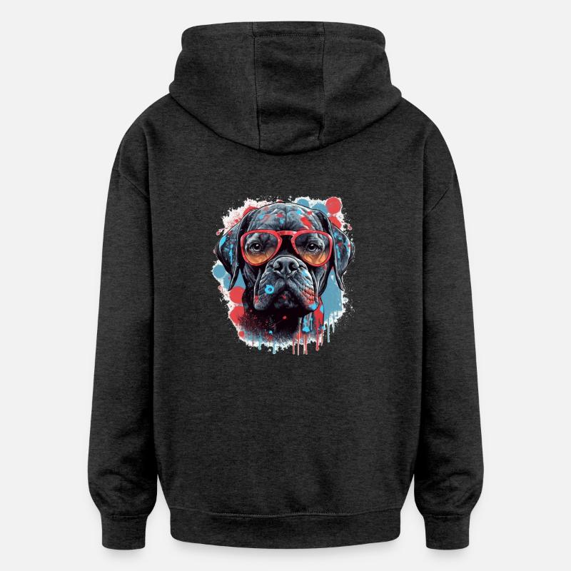Chien - Sweat à capuche oversize unisexe - charbon