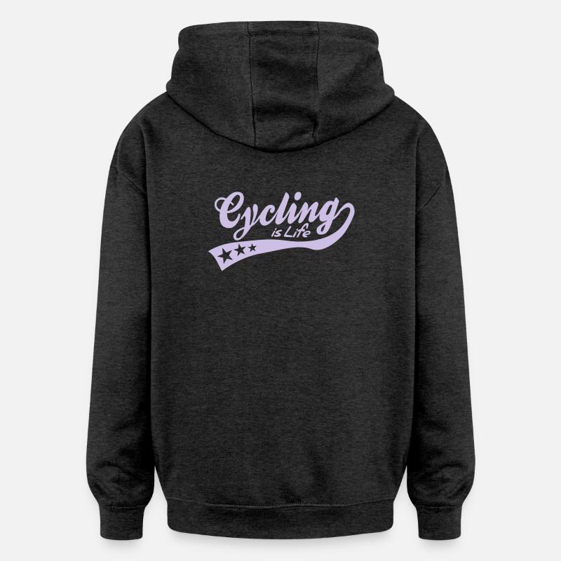cycing is life - retro - Sweat à capuche oversize unisexe - charbon