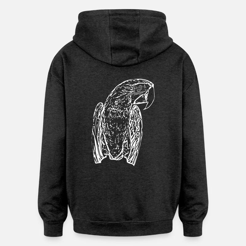 Perroquets Oiseau Blanc - Sweat à capuche oversize unisexe - charbon