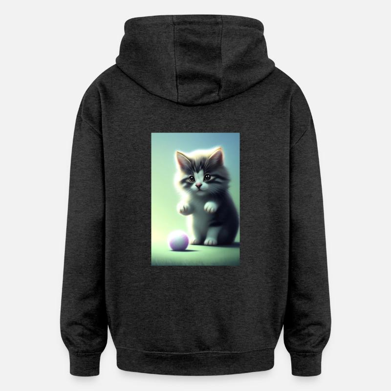 Petit bébé chat mignon - Sweat à capuche oversize unisexe - charbon