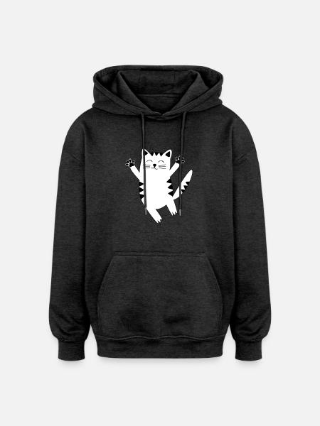 cat - Oversized Unisex Hoodie - charcoal grey