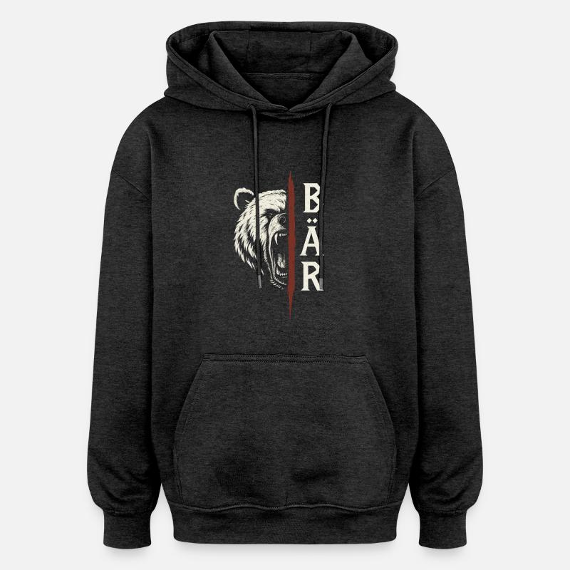 Wilder Bär - Oversized Unisex Hoodie - Anthrazit