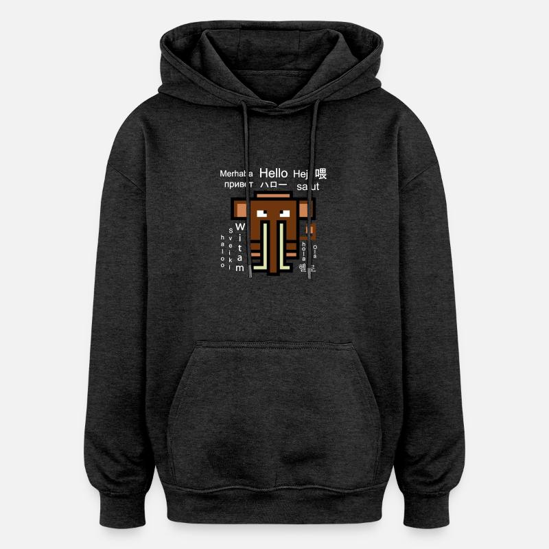 Mammouth multilingue - Sweat à capuche oversize unisexe - charbon