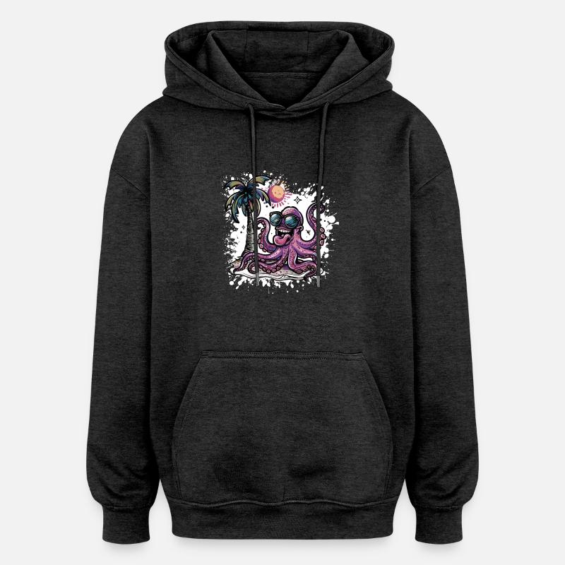 Octopus Vacances d’été - Sweat à capuche oversize unisexe - charbon