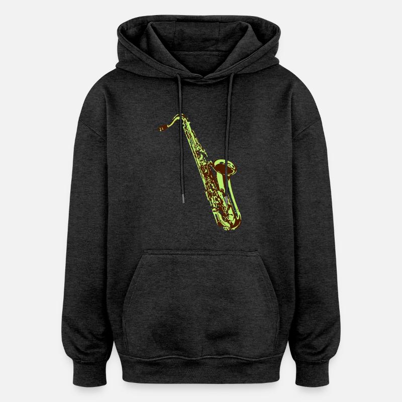 saxophone - Sweat à capuche oversize unisexe - charbon