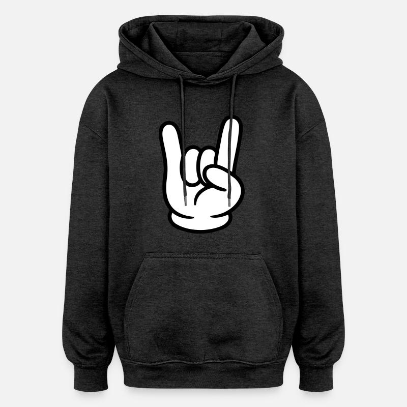 Hand Comic Party Sign - Oversized Unisex Hoodie - charcoal grey