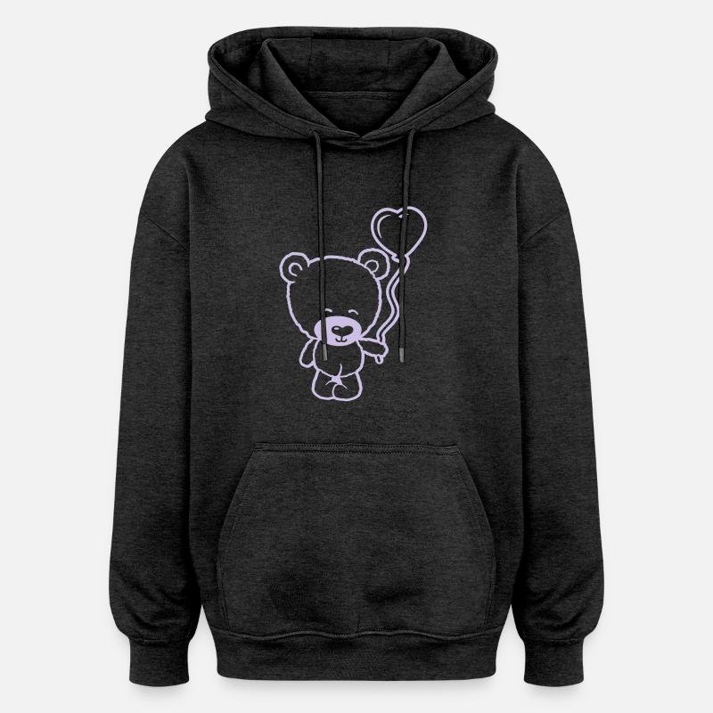 cute bear boy - Sweat à capuche oversize unisexe - charbon
