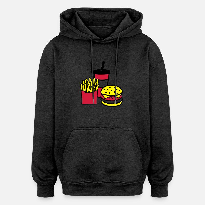 Fast food - Sweat à capuche oversize unisexe - charbon