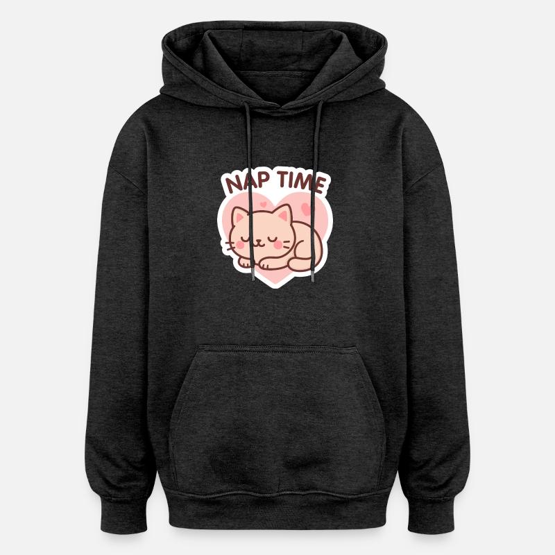 L’heure de la sieste - Sweat à capuche oversize unisexe - charbon