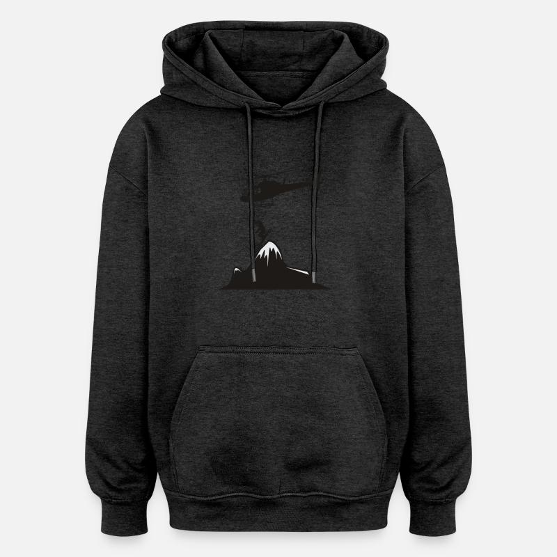 Héliski - Sweat à capuche oversize unisexe - charbon