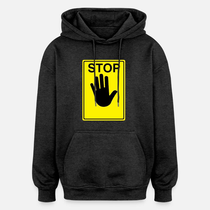 Logo du panneau d’arrêt - Sweat à capuche oversize unisexe - charbon