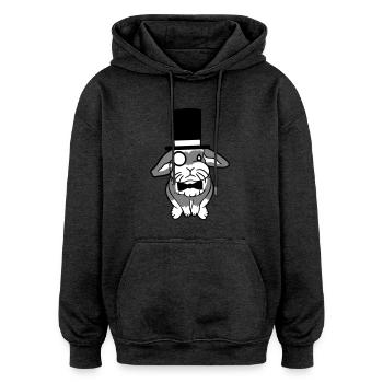 Mr. Bunny Gentleman Top Hat Monocle Glasses - Oversized Unisex Hoodie - charcoal grey - Front - Noah (186cm)