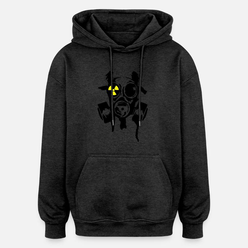 bad gasmask radioactiv1 - Sweat à capuche oversize unisexe - charbon