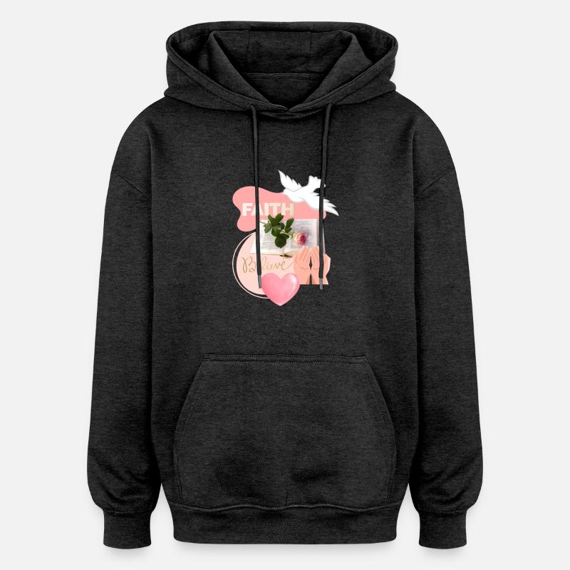 Glaube 2-Collage - Oversized Unisex Hoodie - Anthrazit