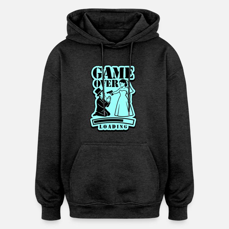 Wedding Game Over Loading - Oversized Unisex Hoodie - charcoal grey