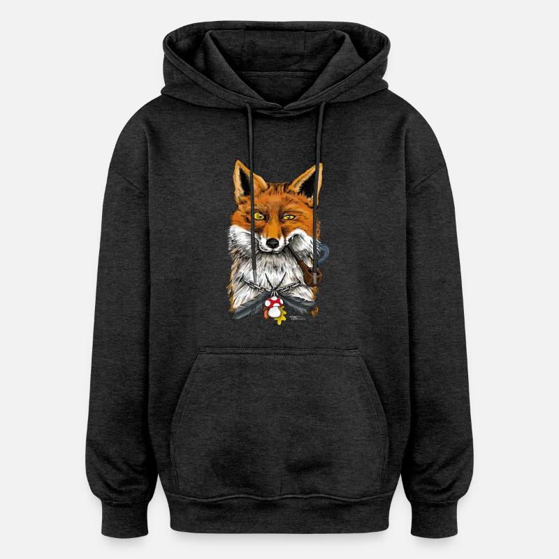 renard - Sweat à capuche oversize unisexe - charbon