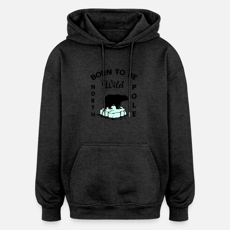 Polar Bear Wilderness Antarctica - Oversized Unisex Hoodie - charcoal grey