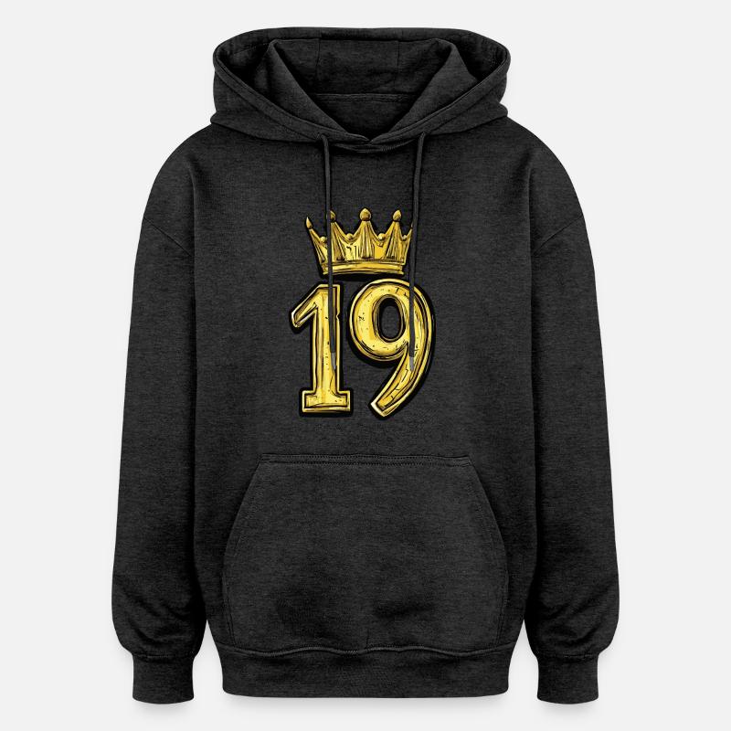 19 Couronne de chiffres - Sweat à capuche oversize unisexe - charbon