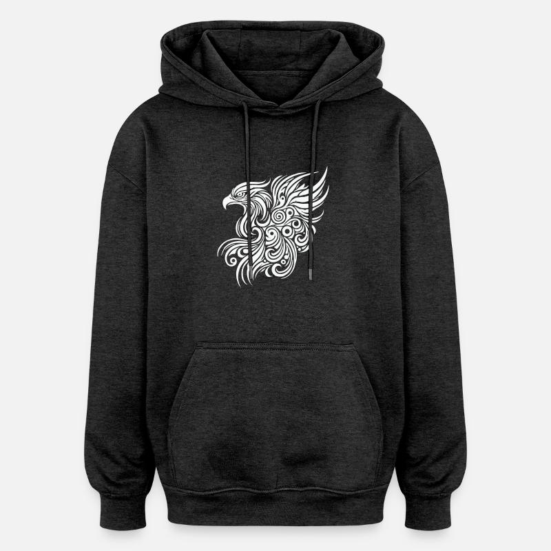 Aigle Tribal 1 - Sweat à capuche oversize unisexe - charbon