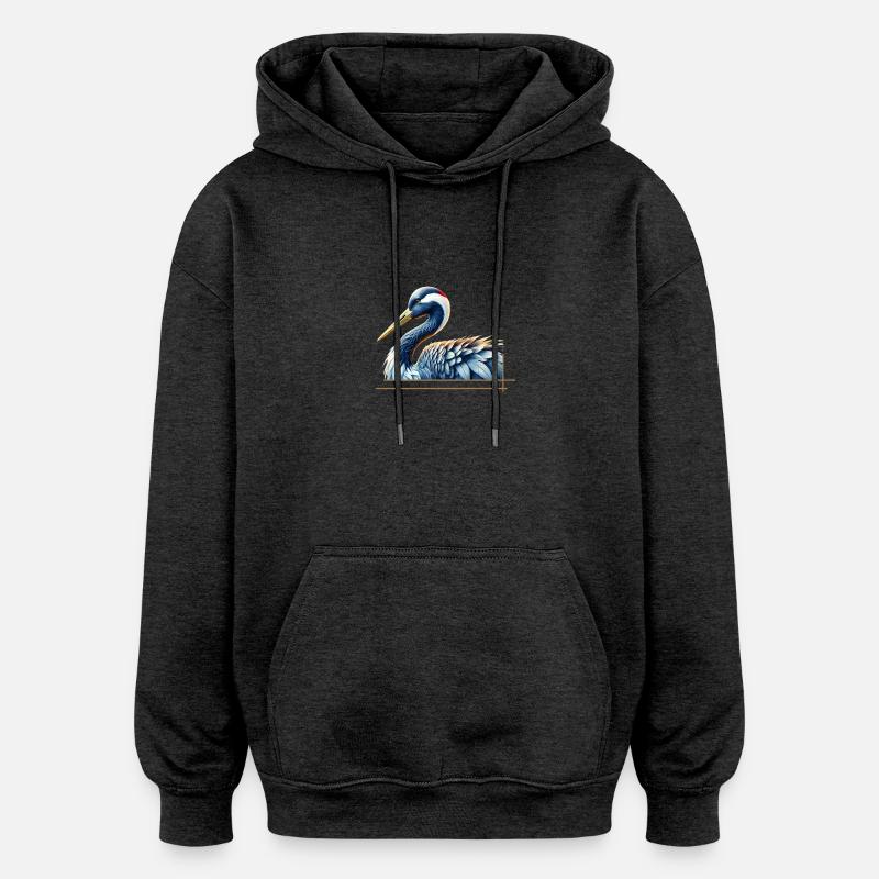 Grue élégante - Sweat à capuche oversize unisexe - charbon