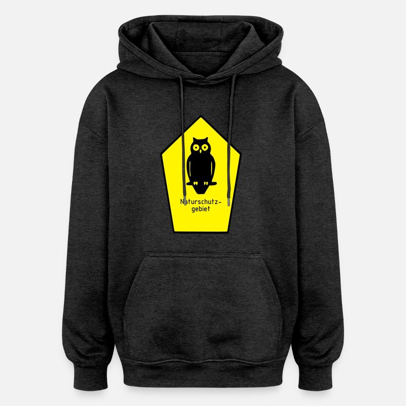 Schild Naturschutzgebiet / Eule - Oversized Unisex Hoodie - Anthrazit