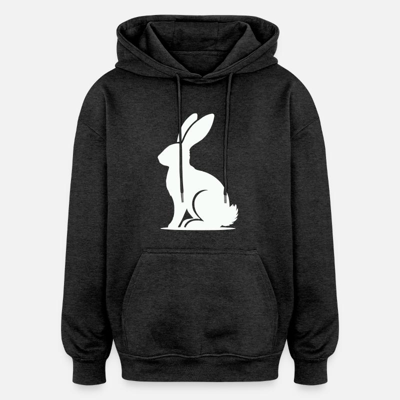 lièvre - Sweat à capuche oversize unisexe - charbon