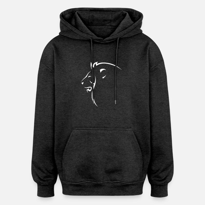 lion tête blanche siluette - Sweat à capuche oversize unisexe - charbon