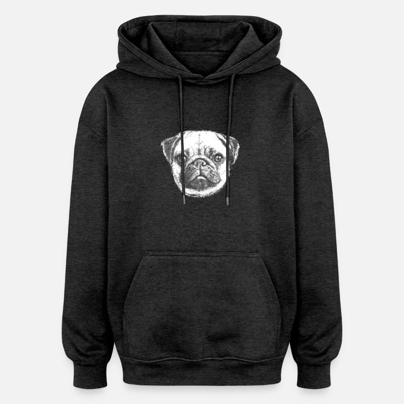 PUG | MOPS - TIREES - Sweat à capuche oversize unisexe - charbon