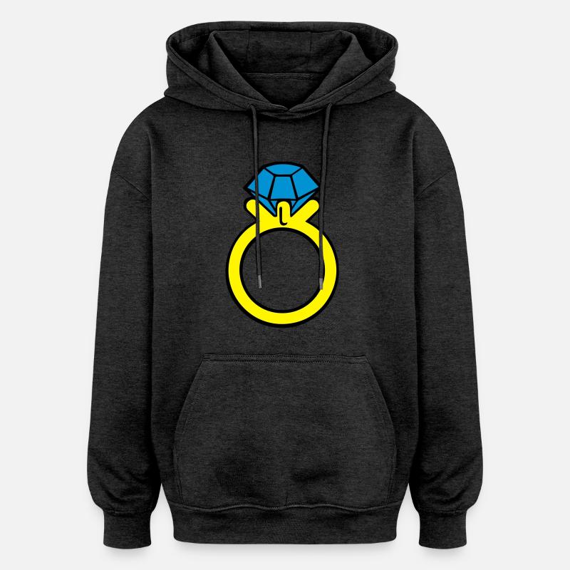diamond ring - Sweat à capuche oversize unisexe - charbon