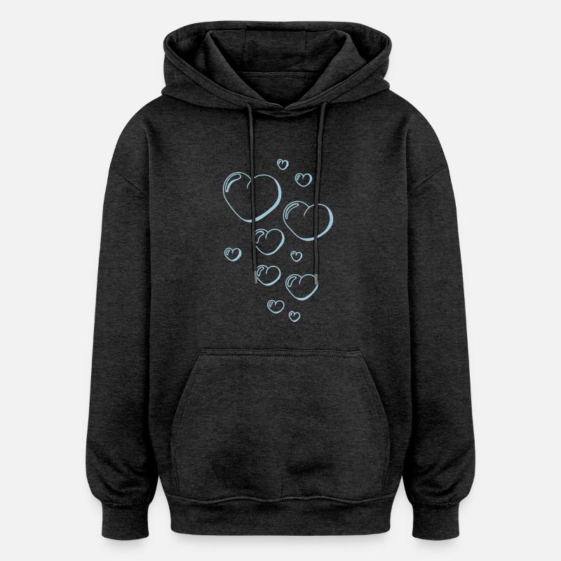 Bubble heart - Oversized Unisex Hoodie - charcoal grey
