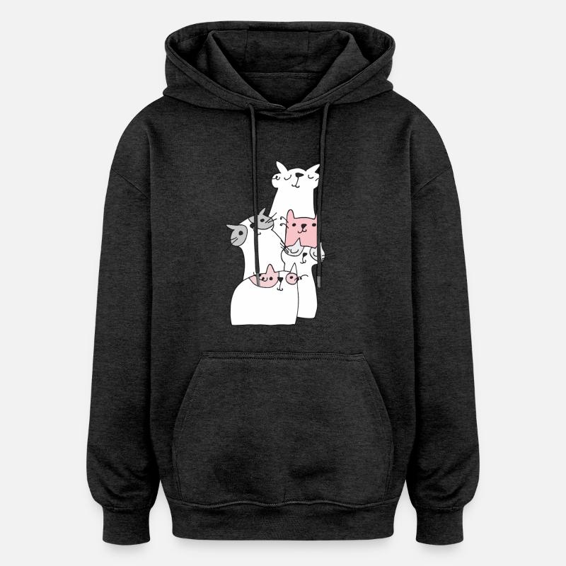 Rencontrez des chats - Sweat à capuche oversize unisexe - charbon