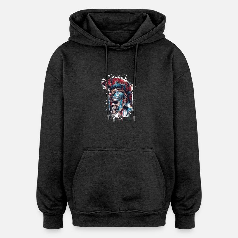 Crâne Spartiate Sparte - Sweat à capuche oversize unisexe - charbon