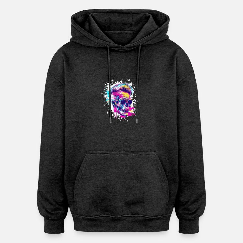 Crâne Party Techno - Sweat à capuche oversize unisexe - charbon