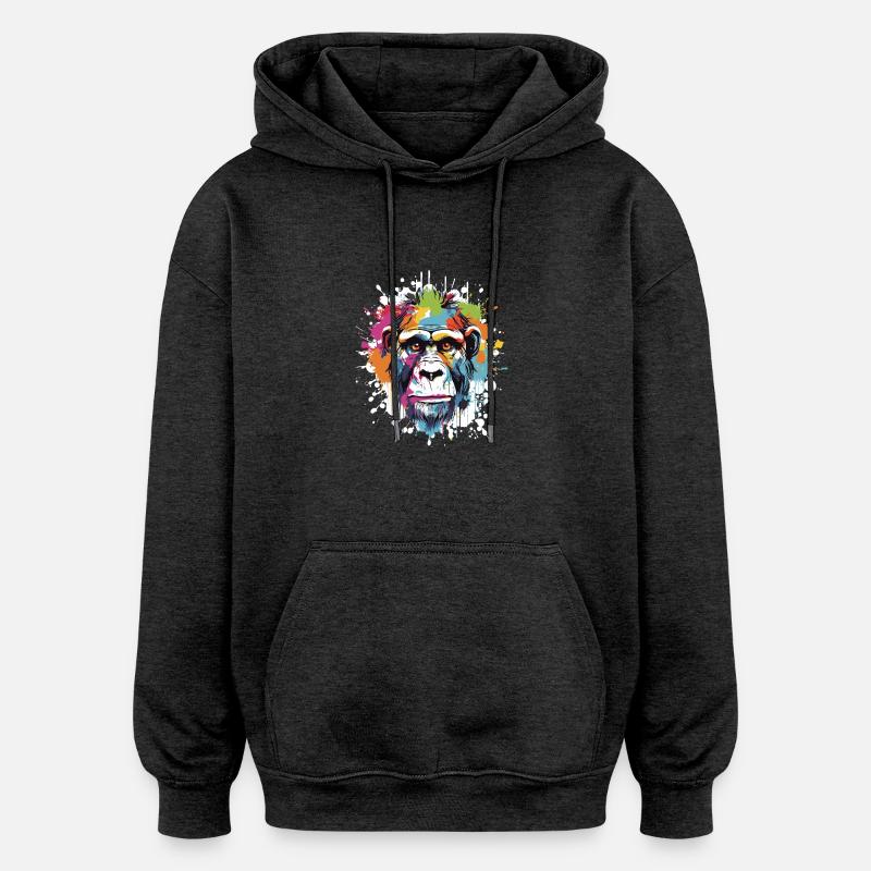 Affe Tier Pop Art Kopf - Oversized Unisex Hoodie - Anthrazit